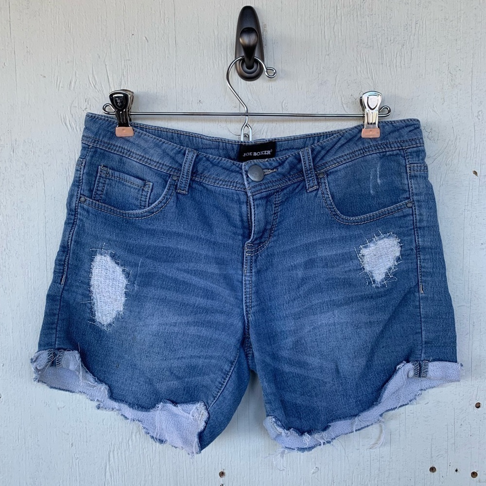 Joe Boxer Stretch Denim Distressed Jean Shorts